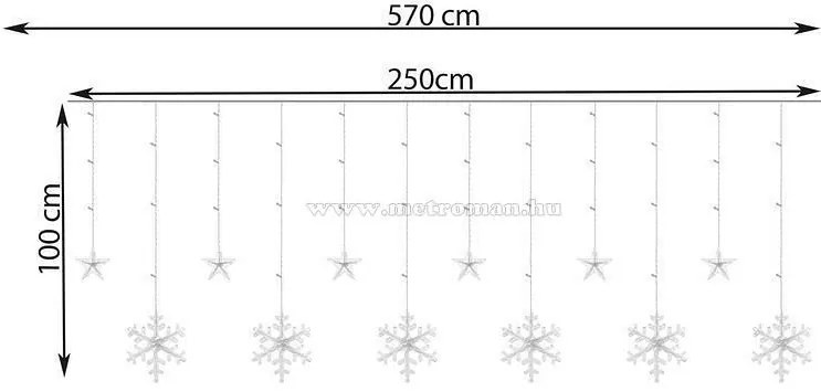 Karácsonyi LED fényfüzér Nagy Csillag és Hópehely M1326LED 3.5 Méter 138 Led