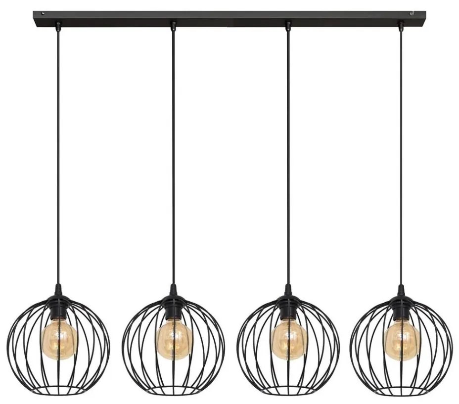 Csillár zsinóron MERCURE 4xE27/15W/230V fekete