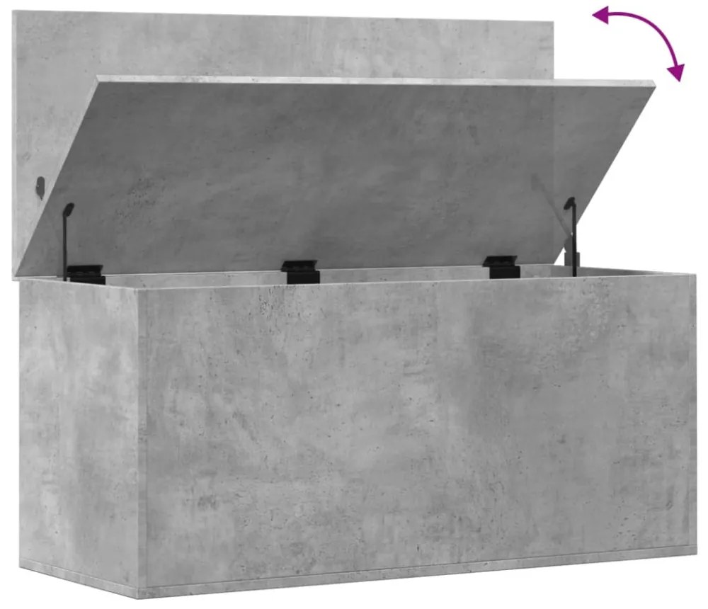 betonszürke szerelt fa tárolóláda 100x42x46 cm