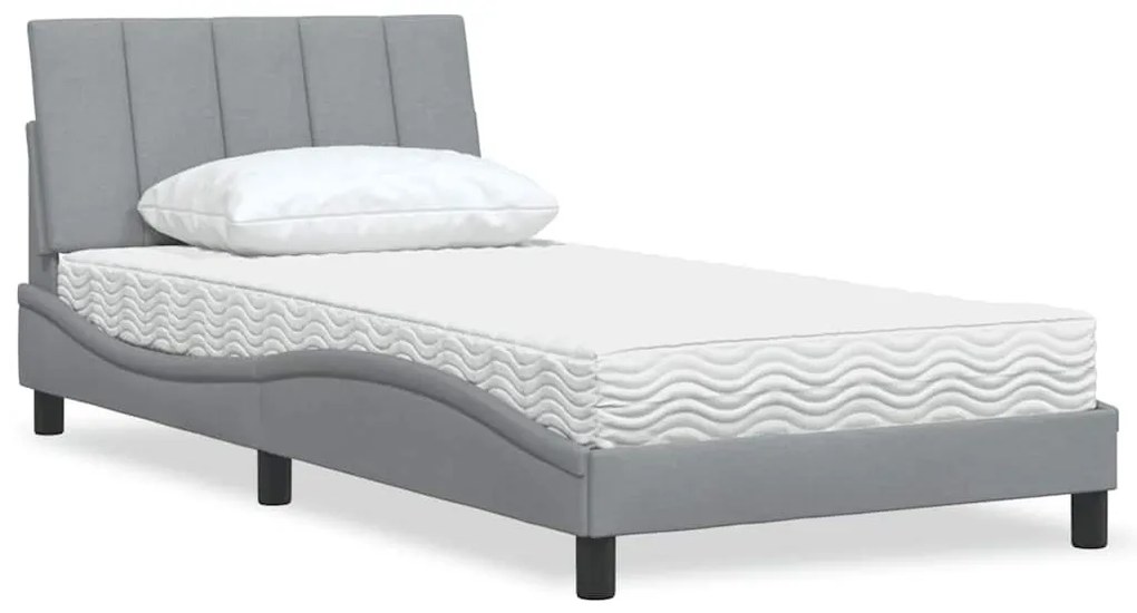 világosszürke szövet ágy matraccal Hanko 100x200 cm