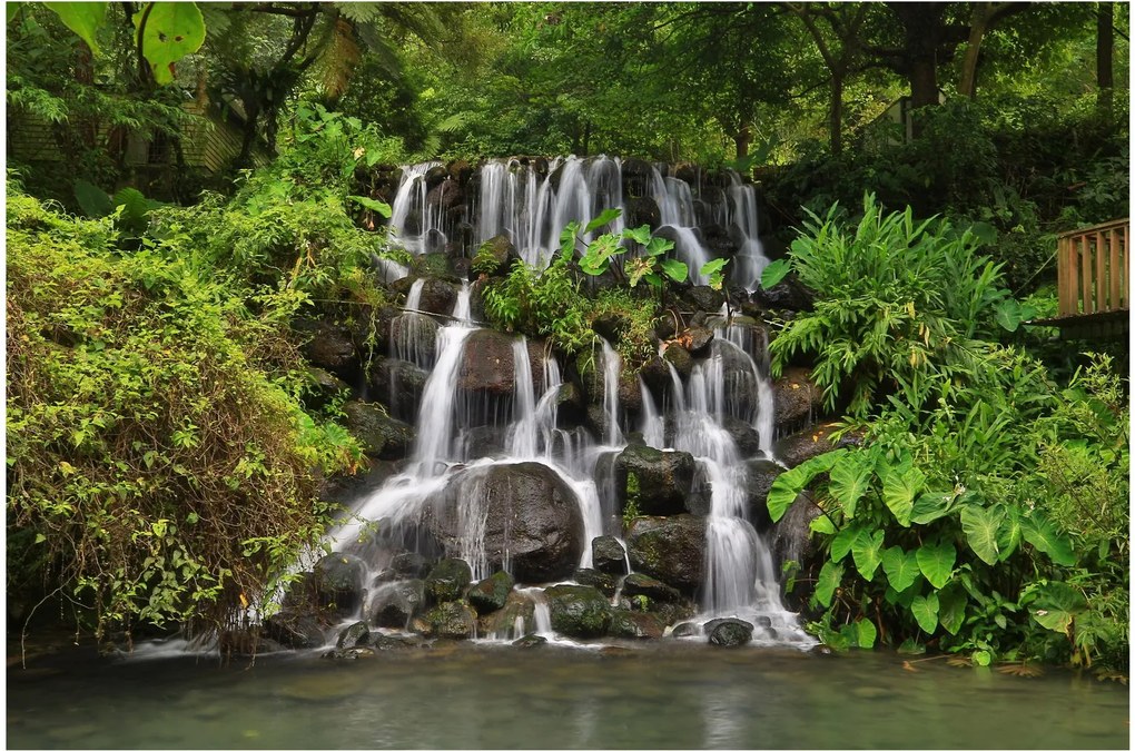 Egy kép a vízesésekről egy trópusi erdőben (90x60 cm)