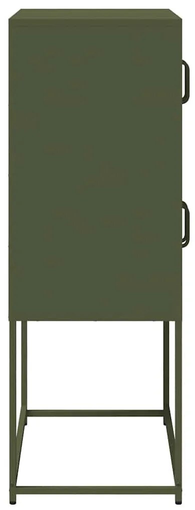 Highboard olívazöld 68x39x107 cm Acél