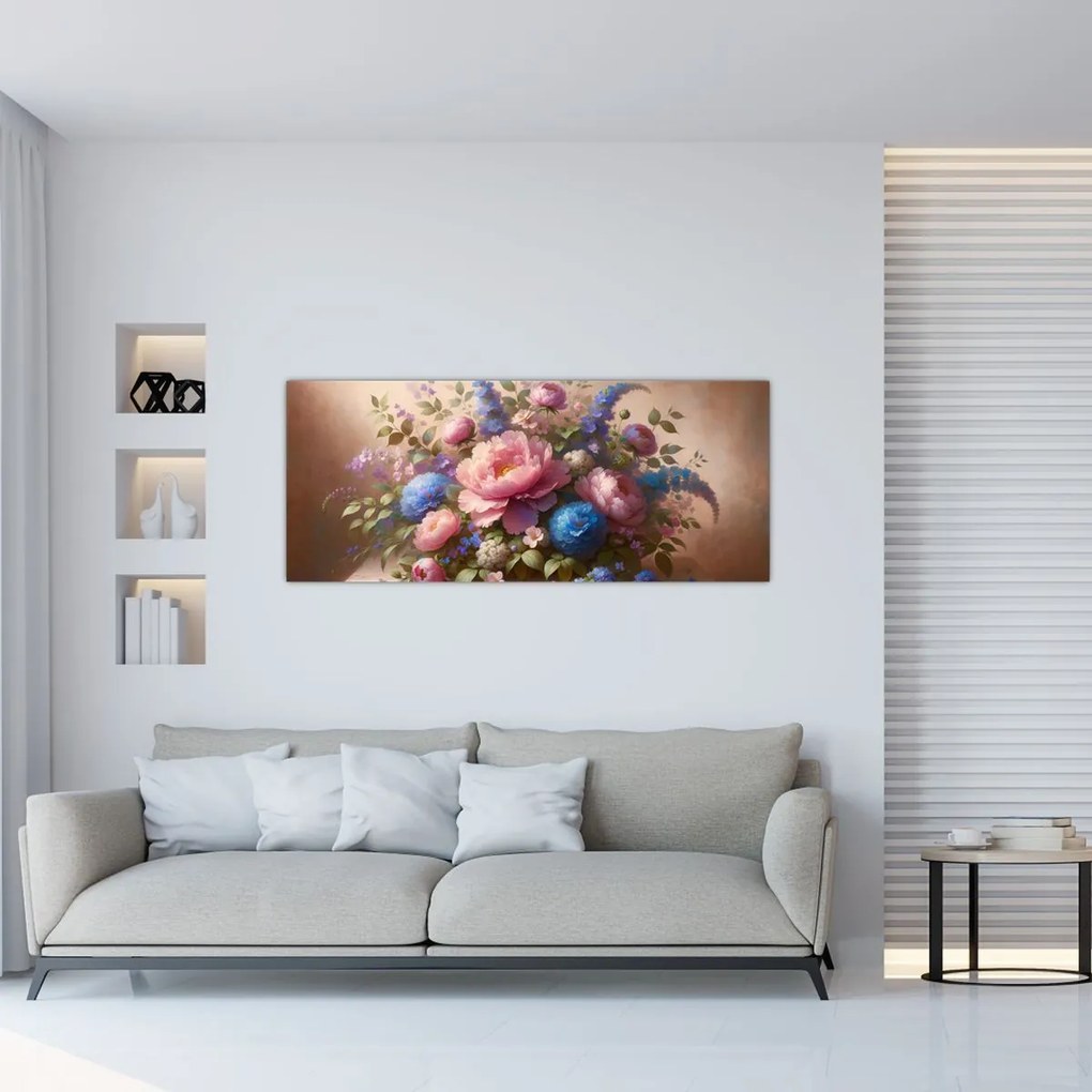 Kép - Asztal tele virágokkal (120x50 cm)