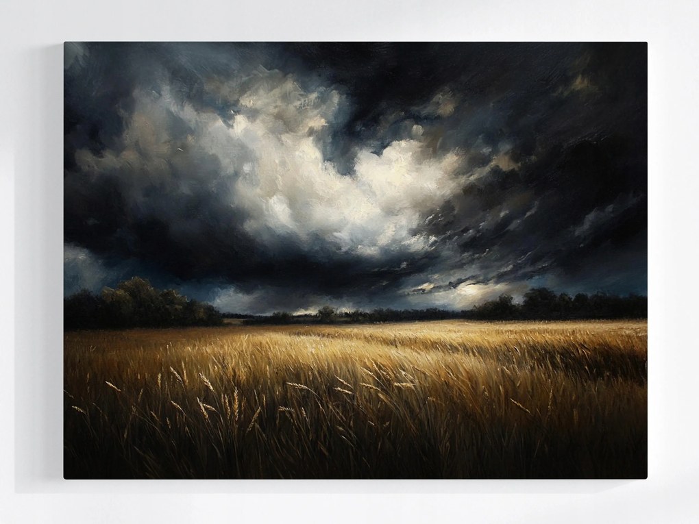 Poszter Tájkép Gabonamező Őz Ég Felhők Vihar 80x60