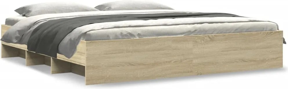 vidaXL sonoma tölgyszínű szerelt fa ágykeret matrac nélkül 200x200 cm