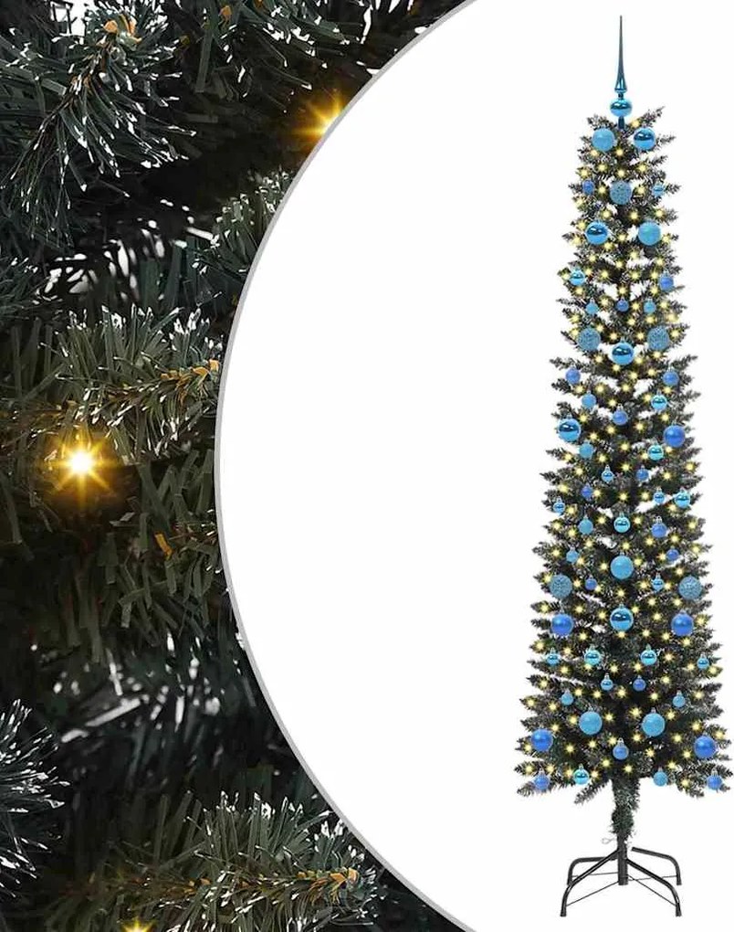 vidaXL Mű karácsonyfa 300 LED-del Zöld 210 cm PVC és Műanyag és Acél