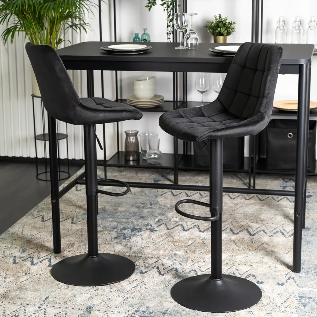 ARCOS 2 bárszék, fekete, velúr