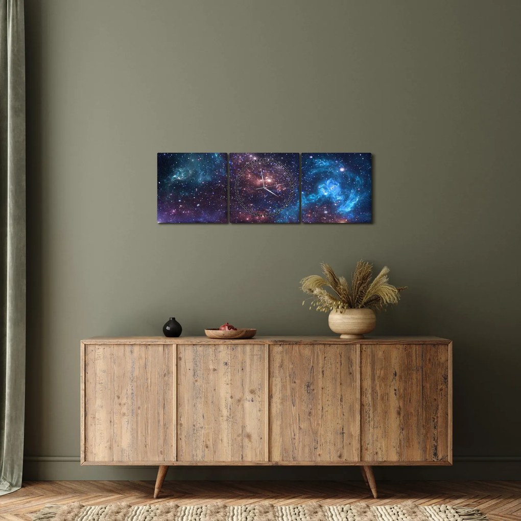 Kép - Éjszakai égbolt (órával) (90x30 cm)