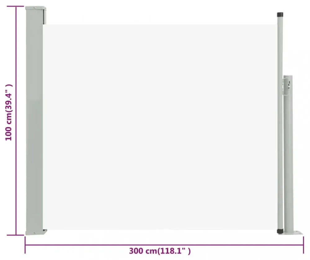 krémszínű kihúzható oldalsó teraszi napellenző 100 x 300 cm