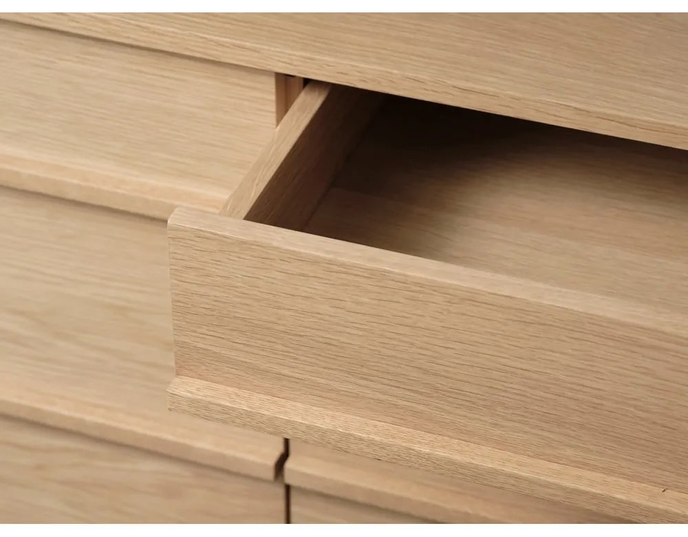 Natúr színű alacsony komód tölgyfa dekorral 75x140 cm Ponza – Unique Furniture