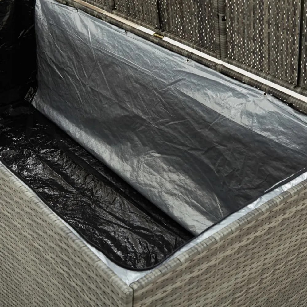 szürke polyrattan kerti tárolóláda 180 x 90 x 70 cm
