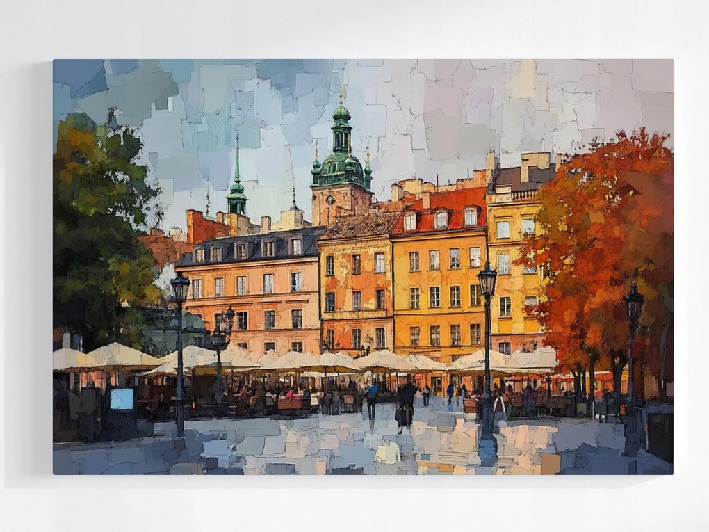 Poszter Város Varsó Óváros Tér Bérházak 120x80