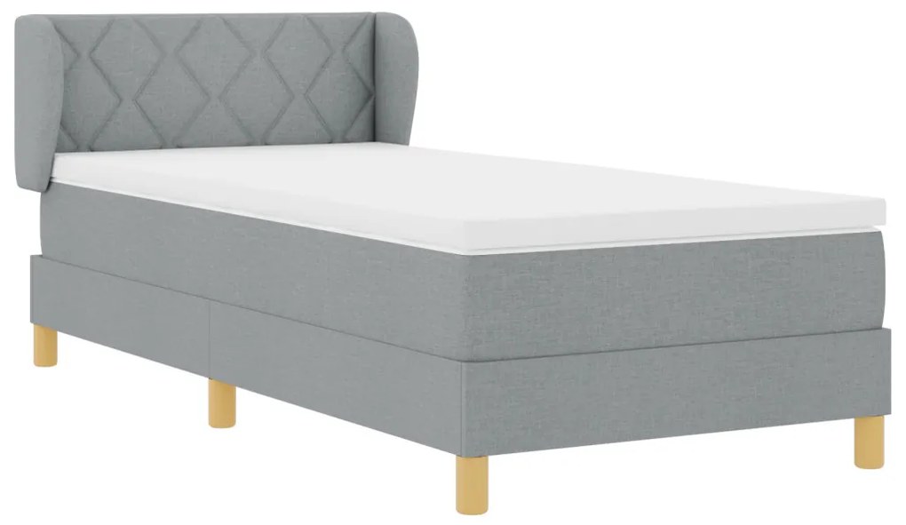 Boxspring Ágy Matraccal - Világosszürke, 90x200 cm, Szövet