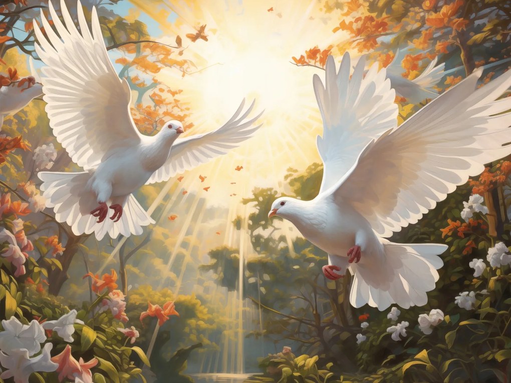 Poszter 20x15cm Galambok a reggelben