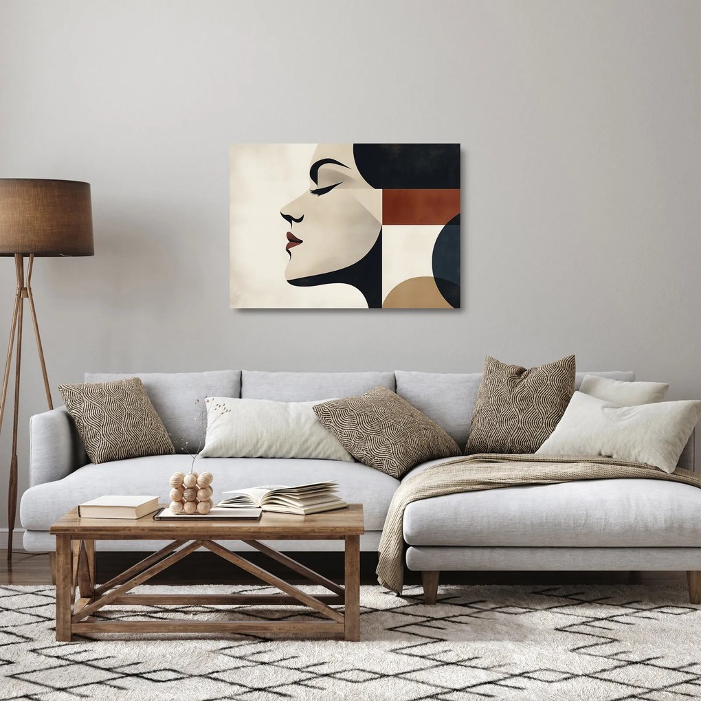 Üveg kép - Nő profilból (70x50 cm)