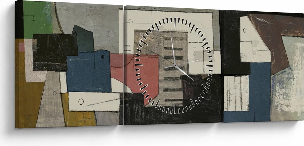 Kép - absztrakció, kubizmus (órával) (90x30 cm)
