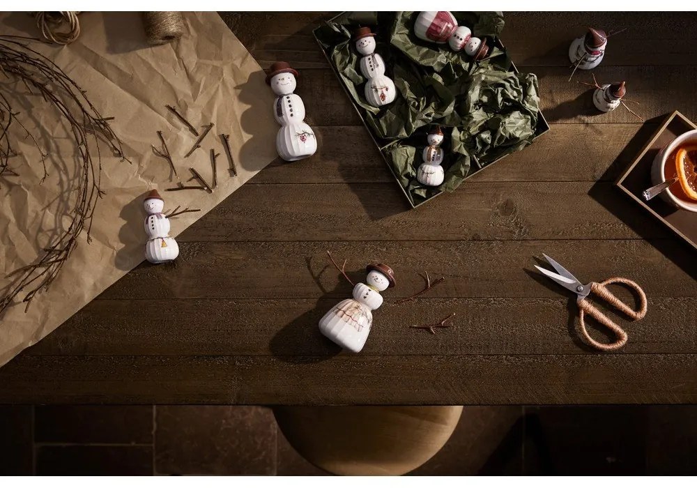 Porcelán kézzel festett karácsonyfadísz ø 4 cm Hammershøi Snowman – Kähler Design