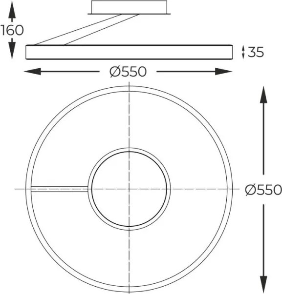 Zuma Line MALU MX3689-1L-3BGT Plafonlámpa 1x37W/LED 2700K-6000K 4300lm IP20