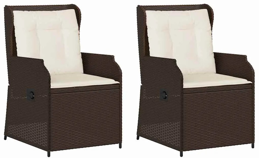 Kerti pad párnával 2 pcs Barna Poli rattan