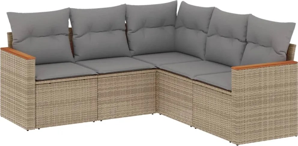 vidaXL 5 részes vegyes bézs polyrattan kerti ülőgarnitúra párnákkal