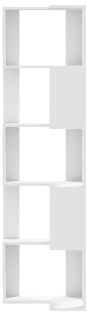 5 szintes fehér szerelt fa sarok könyvespolc 50 x 50 x 179 cm