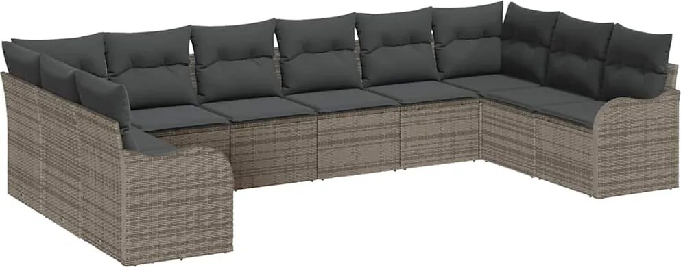 vidaXL Kerti Kanapé Szett Szürke polirattan