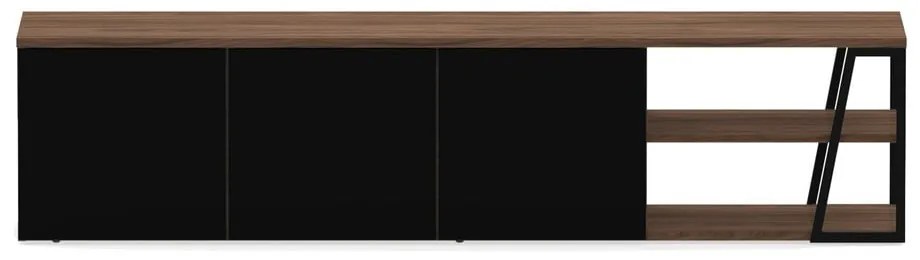 Fekete TV-állvány diófa dekorral 190x45 cm Albi - TemaHome