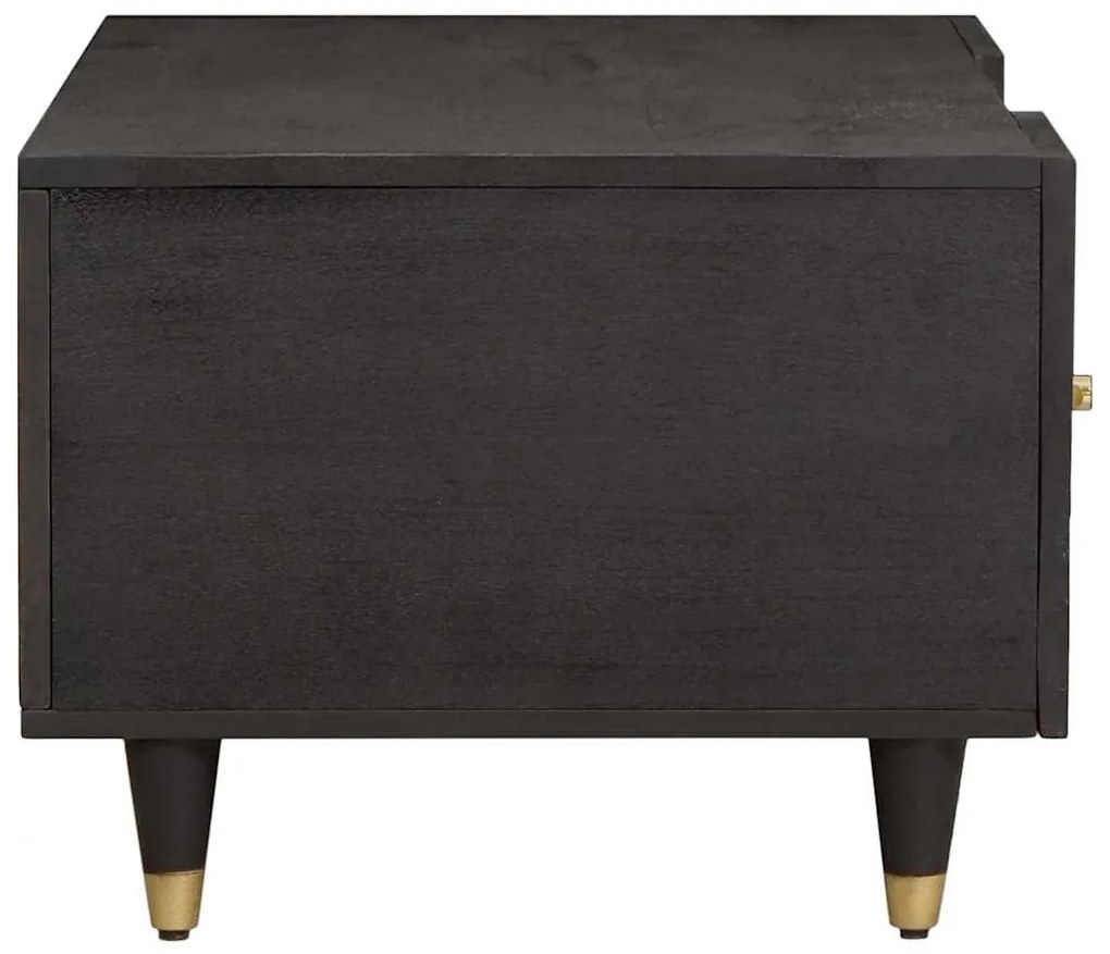 vidaXL Dohányzóasztal Fekete 100 x 54 x 40 cm Tömör Mangófát