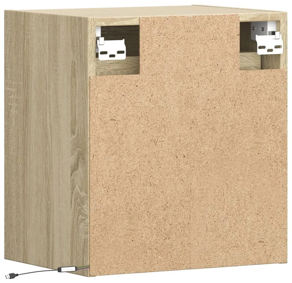 2 db sonoma tölgy színű fali TV-szekrény LED-del 41x31x45 cm