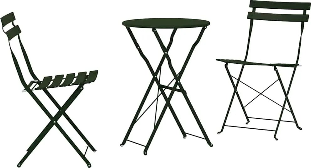 vidaXL Összecsukható Bistro Szett 3 pcs Erdő Acél