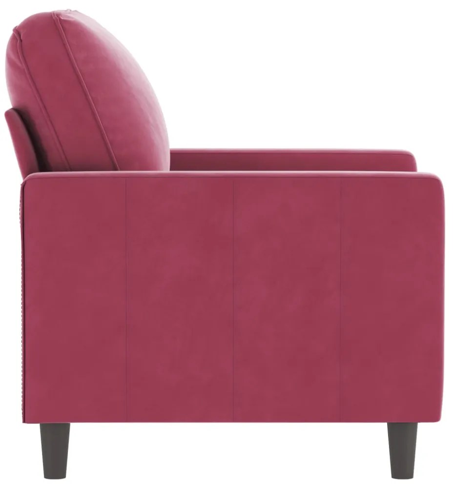 bordó bársony kanapéfotel 60 cm