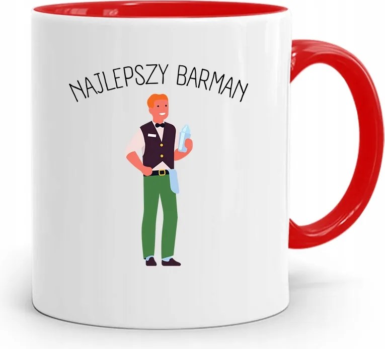 Piros Bögre Ajándék A Legjobb Csaposnak fényképes nyomtatással