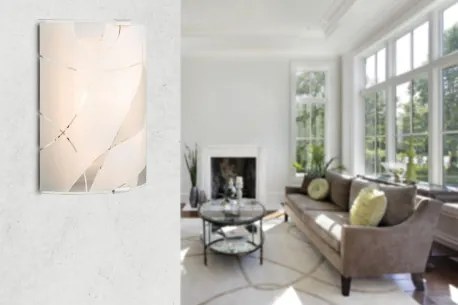 Globo 40403W2 Fali króm, fehér üveg ,LxBxH:220x260x80, exkl. 1xE27 ILLU 60W 230V