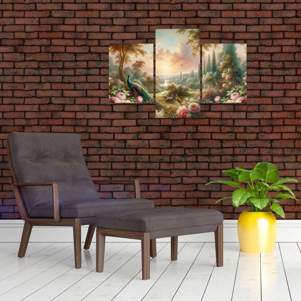 Kép - Pávák a kertben (90x60 cm)