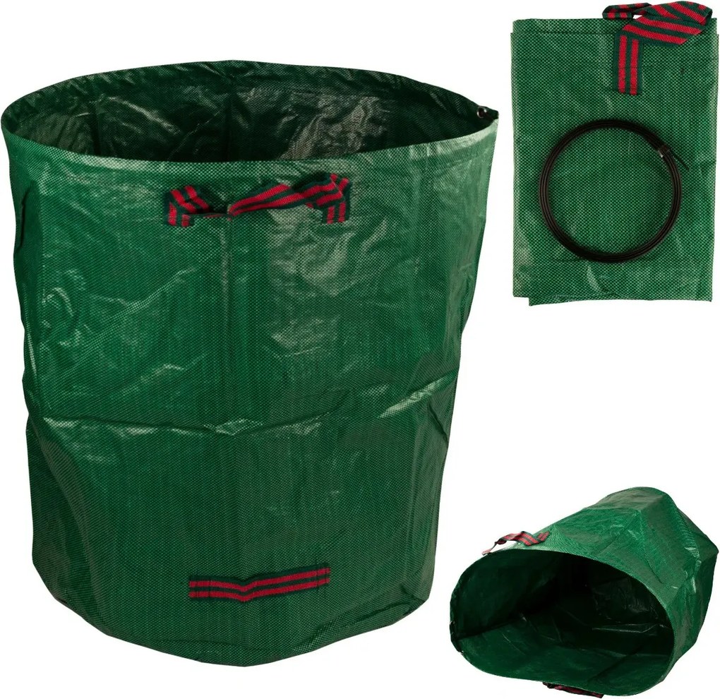 Összecsukható kerti kosár, ideális levelek, fű és egyéb hulladék gyűjtésére - 120 literes - zöld
