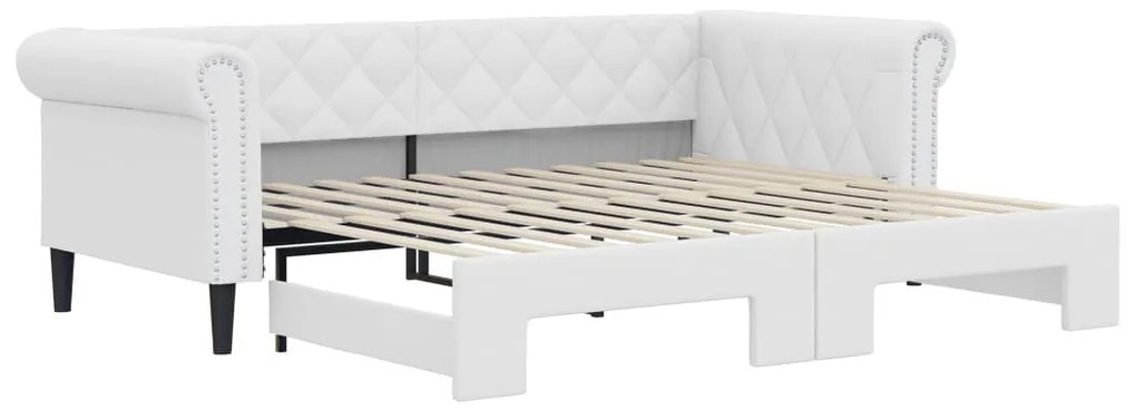 fehér kihúzható műbőr heverő 90 x 200 cm