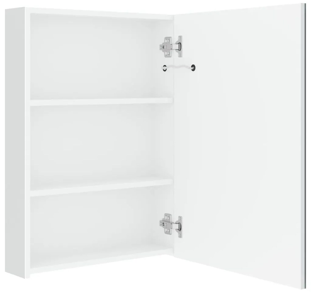 fényes fehér LED-es tükrös fürdőszobaszekrény 50 x 13 x 70 cm