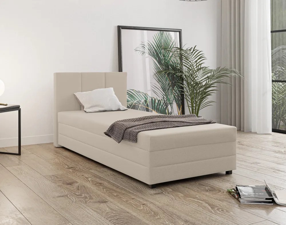 Boxspring ágy, egyszemélyes, bézs, 110x200, univerzális, ALEXA