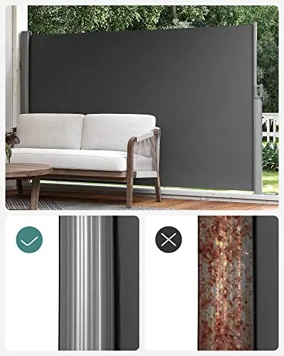 Oldalsó napellenző, kihúzható, 200 x 400 cm, antracit