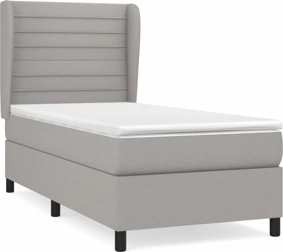 vidaXL világosszürke szövet rugós ágy matraccal 100 x 200 cm