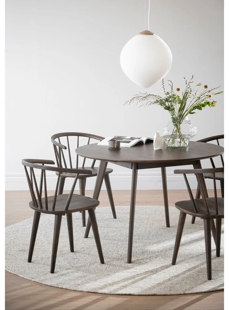 Sötétbarna kerek étkezőasztal tölgyfa dekorral ø 115 cm Yumi – Rowico