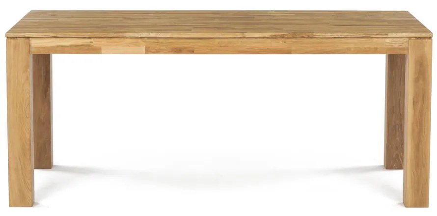Étkezőasztal 180x90x75, tömör fehér tölgy, olajos felületkezelés, 10x10 cm-es lábak