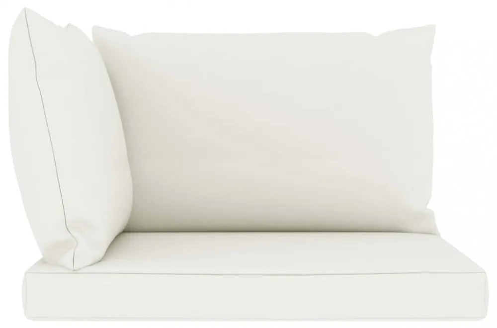 3 db krémfehér szövet raklapkanapé-párna