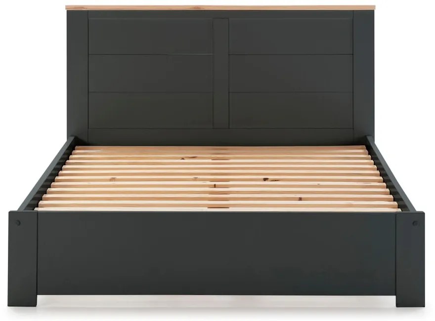 Fekete franciaágy ágyráccsal 160x200 cm Akira – Marckeric