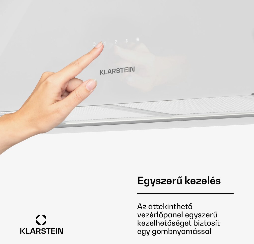 Klarstein Kronleuchter XL, mennyezeti páraelszívó, 90 cm, 590 m³/ó, LED, érintőképernyős, fehér