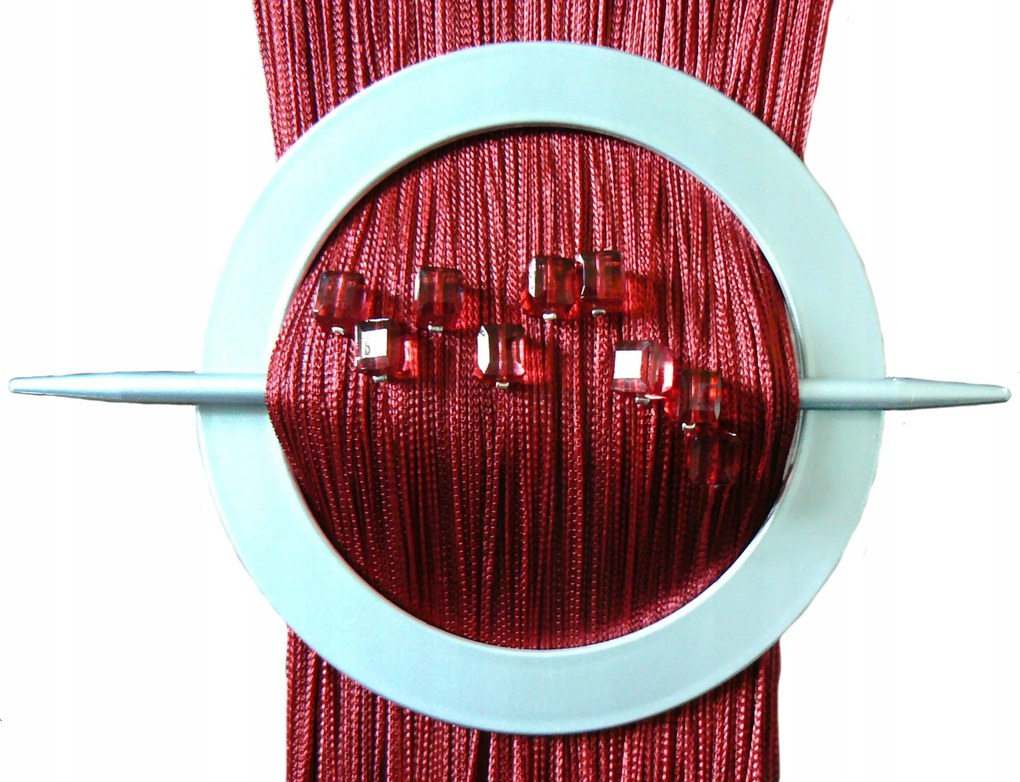 Függöny Spagetti Gyöngyökkel 300 x 250 Bordó Zsinórok