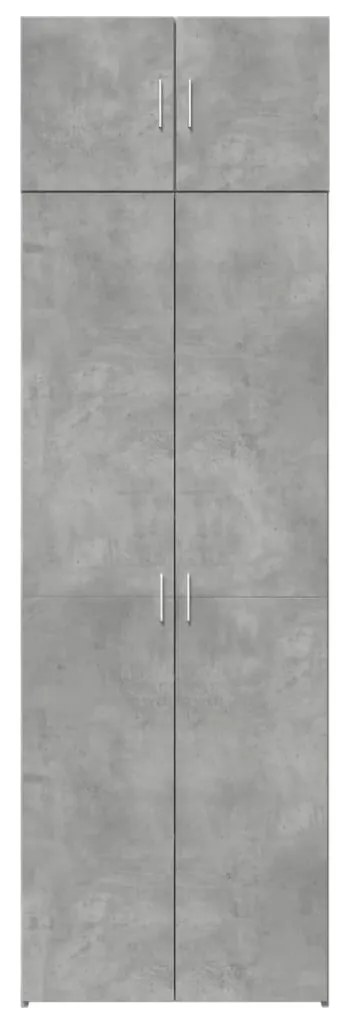 betonszürke szerelt fa tárolószekrény 70 x 42,5 x 225 cm