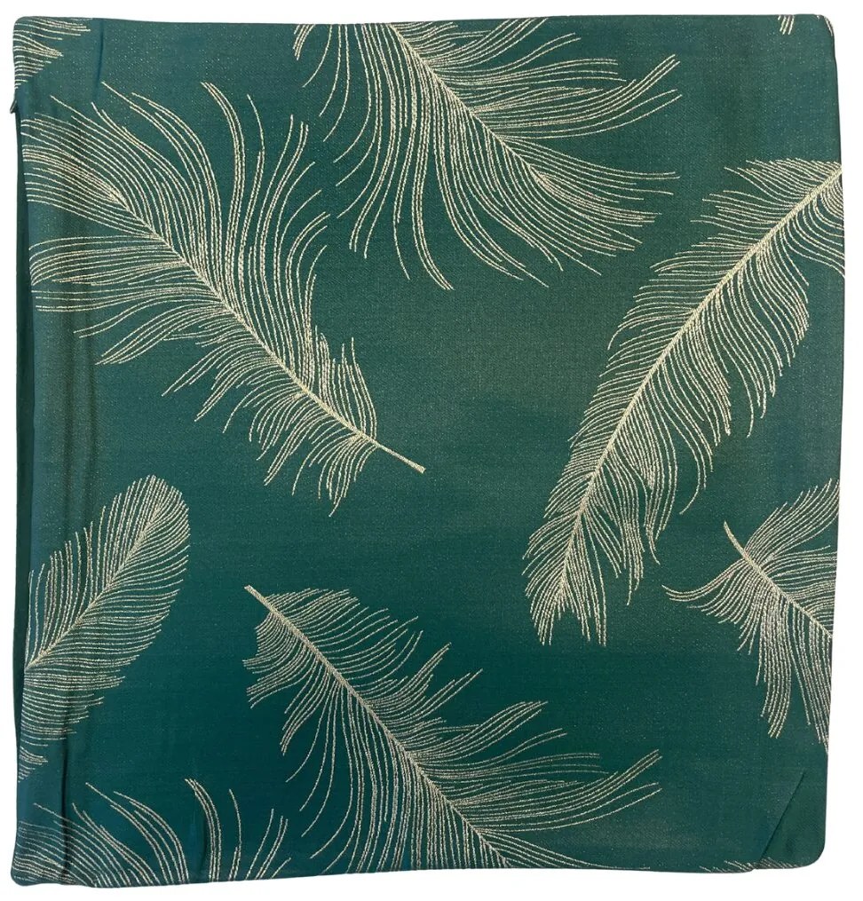 Dekoratív párnahuzat 45x45cm tollak zöld TiaHome