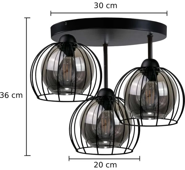 Felületre szerelhető csillár  SOLO BLACK 3xE27/60W/230V átm. 30 cm