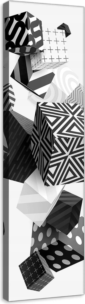 Vászonkép 45x145 Geometriai absztrakt kocka fekete-fehér minták